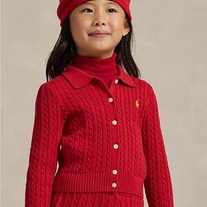 Ralph Lauren Red Cable Knit Sweater for Kids